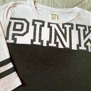 VS PINK Baseball 3/4 Sleeve Style Tee Shir…